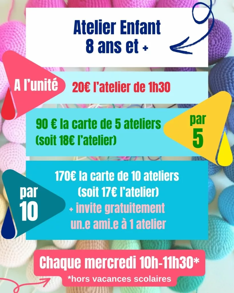 Tarifs ateliers créatifs enfants Kakapo Marseille